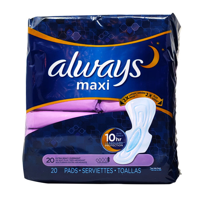 Always Maxi Extra Heavy Overnight Pads with Flexi-Wings